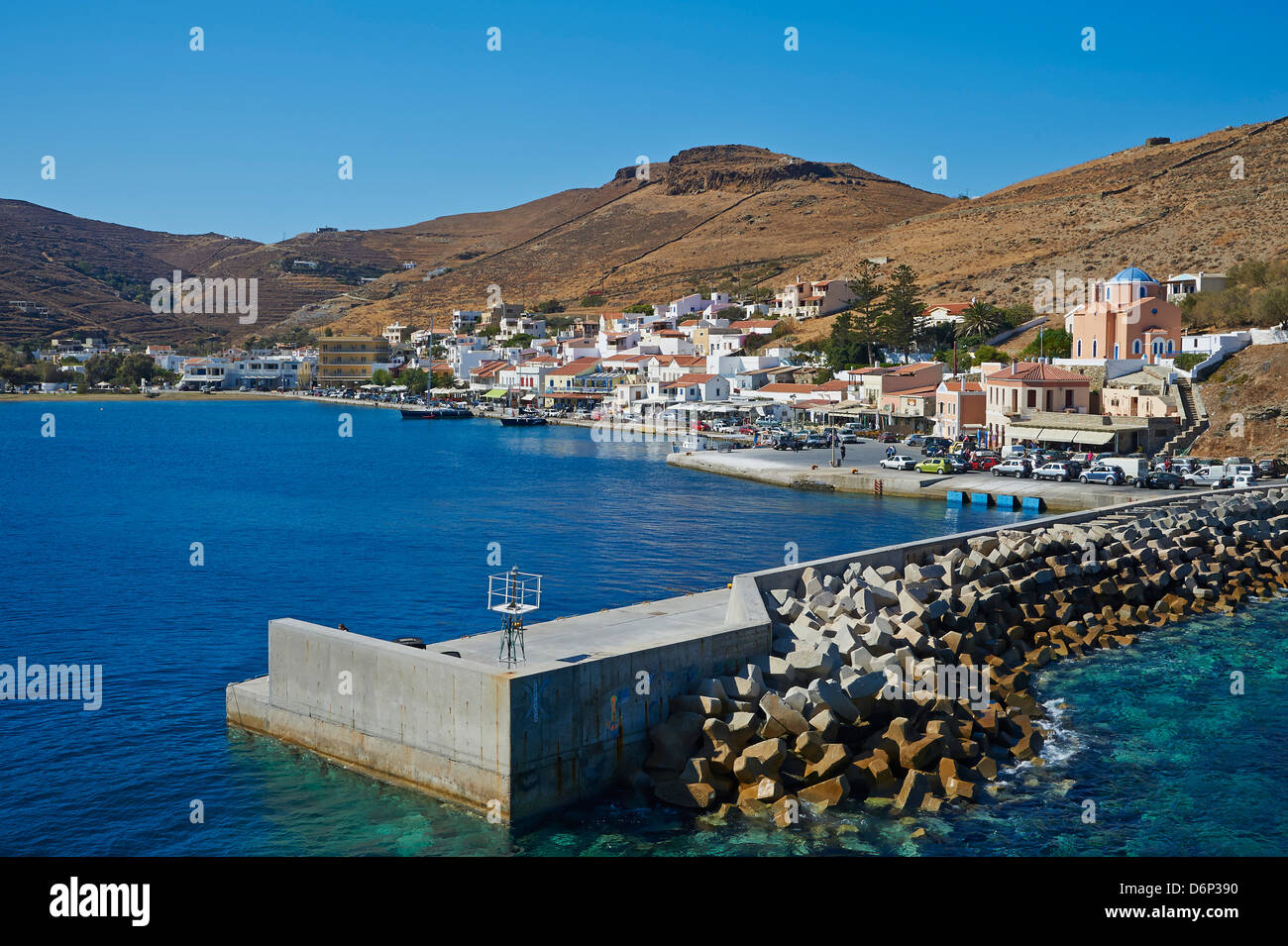 Port de Korissia, Kea Island, Cyclades, îles grecques, Grèce, Europe Banque D'Images