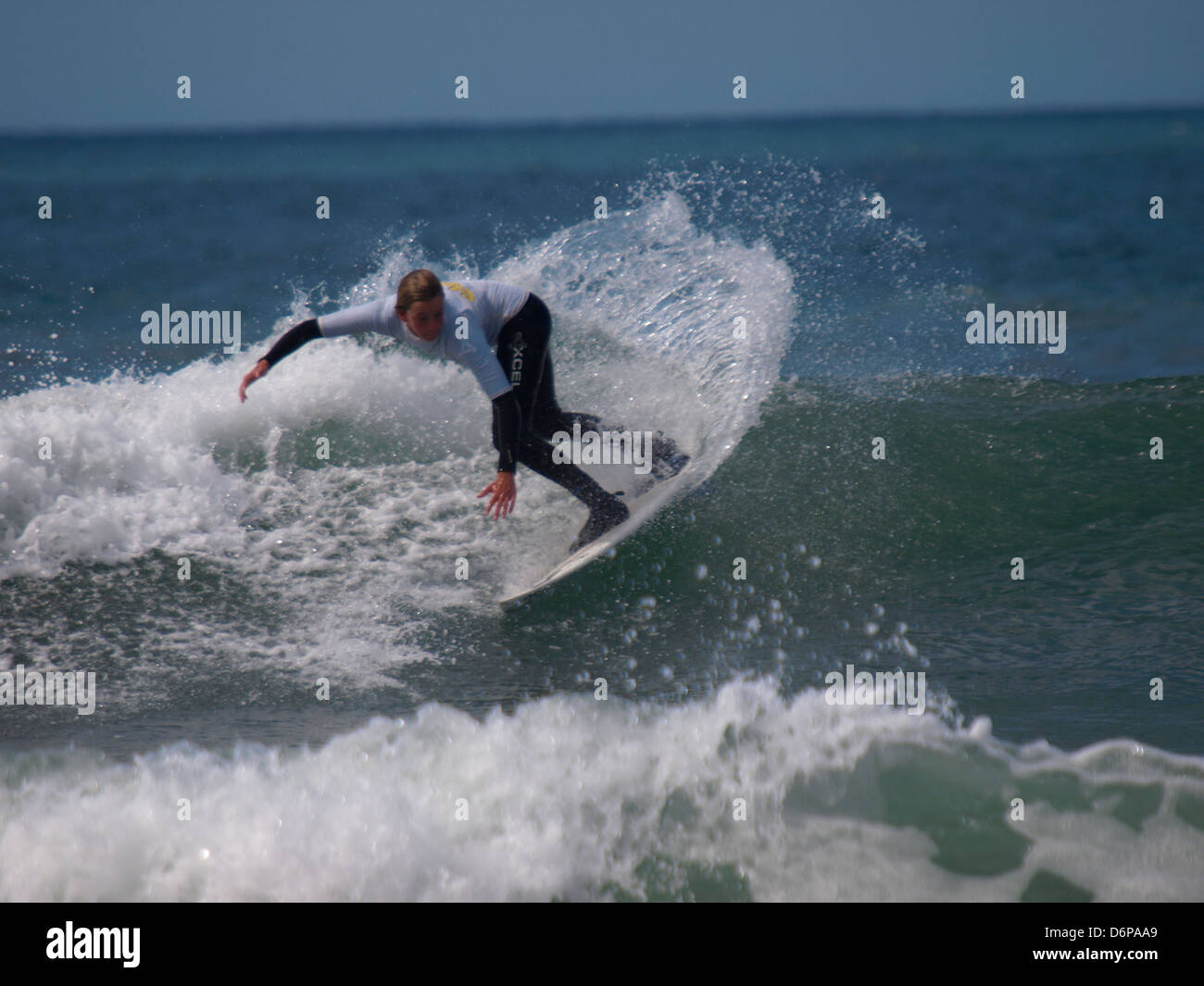 Les écoles britanniques, Calypso, Championnat de Surf Widemouth Bay, Cornwall, UK 2013 Banque D'Images