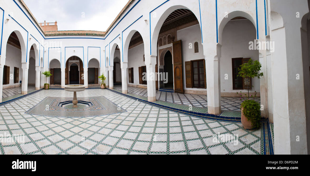 Courtyard at El Palais Bahia, Marrakech, Maroc, Afrique du Nord, Afrique Banque D'Images