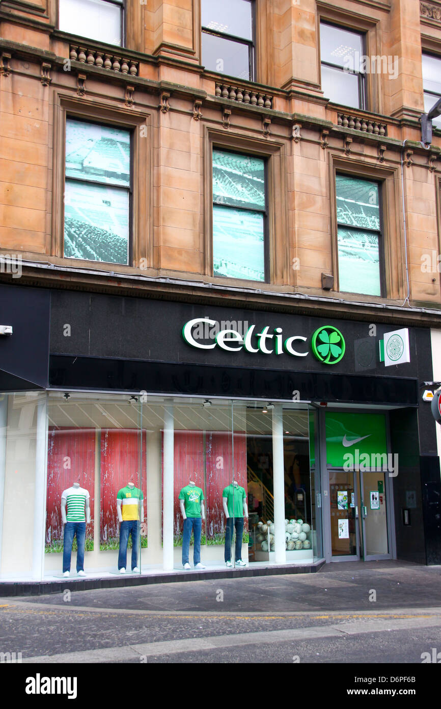 Boutique du Club de Football Celtic Glasgow Argyle Street Banque D'Images