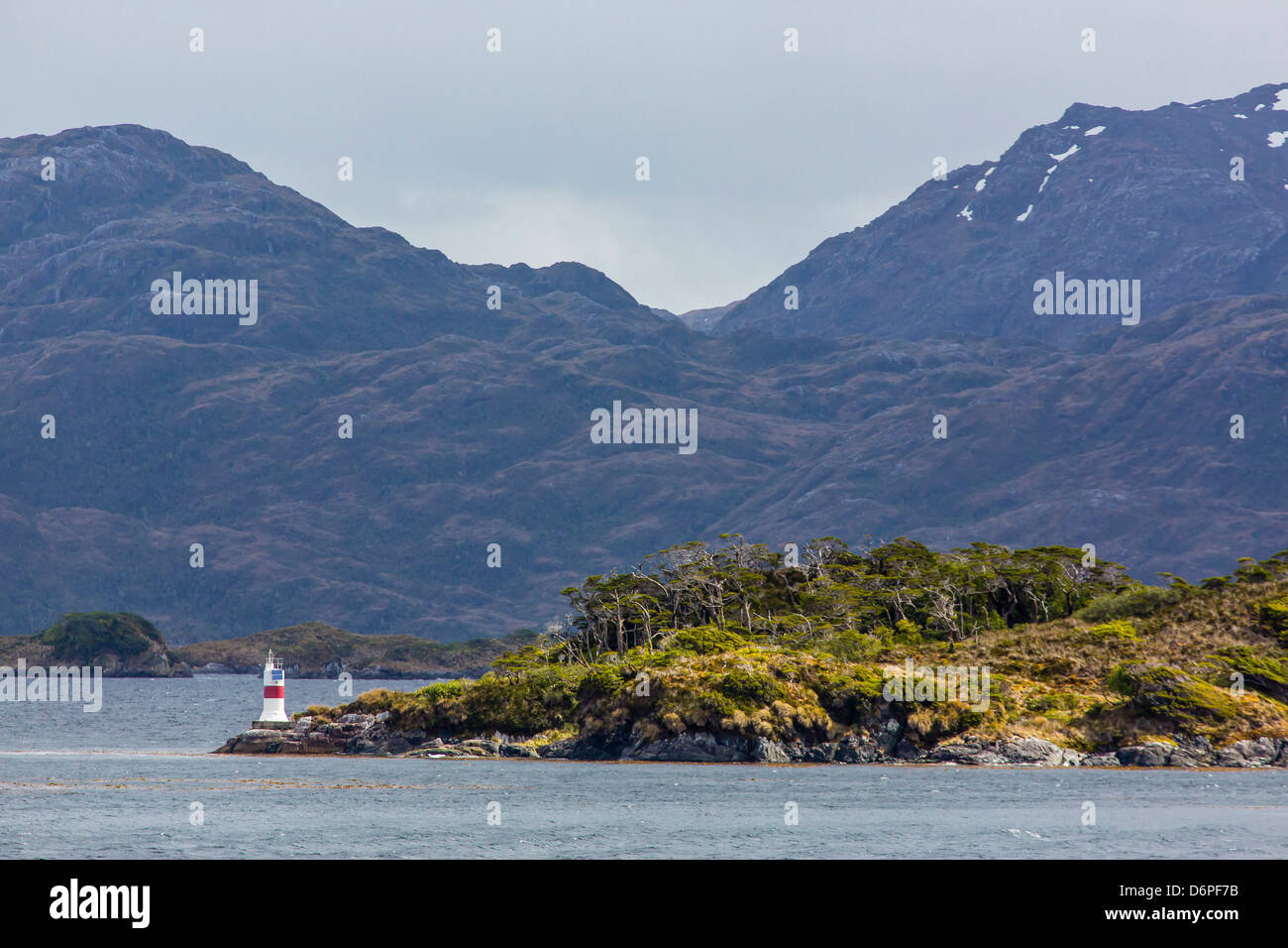 Aide à la navigation dans le détroit de Magellan, la Patagonie, le Chili, l'Amérique du Sud Banque D'Images