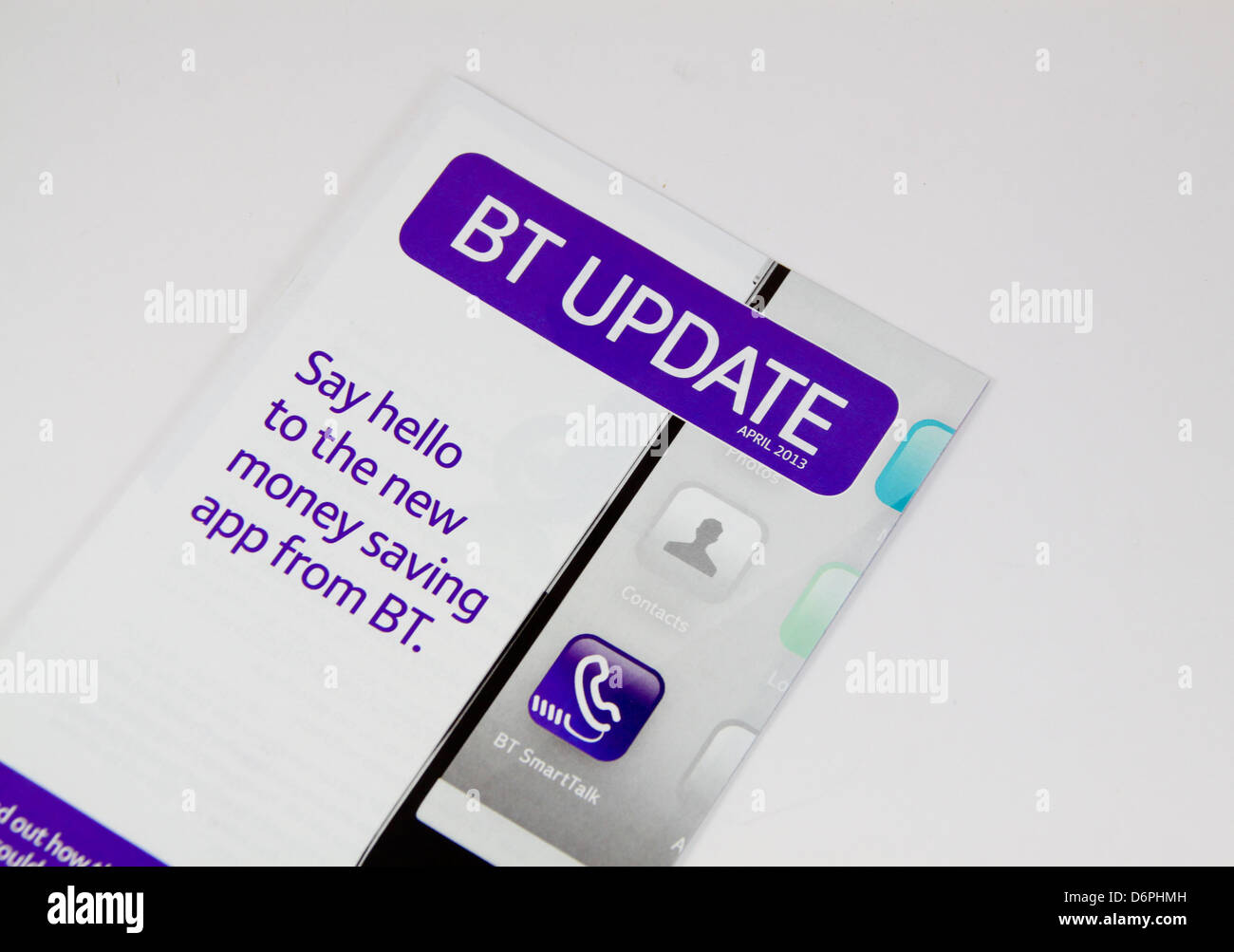 Notice pour BT Smarttalk app Banque D'Images