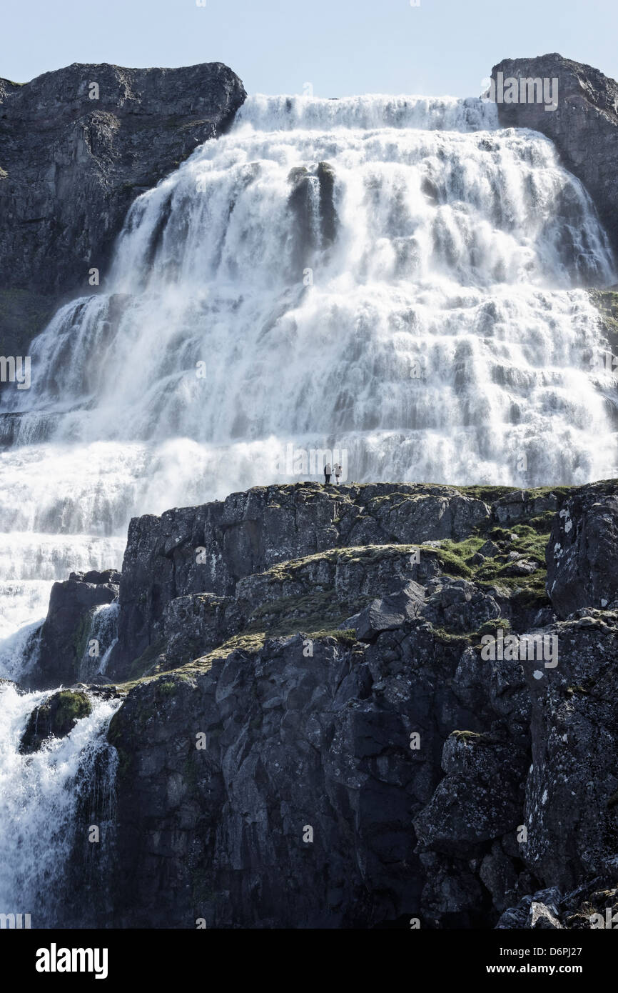 Dynjandi est une aventure épique dans la cascade d'Islande westfjords. Banque D'Images