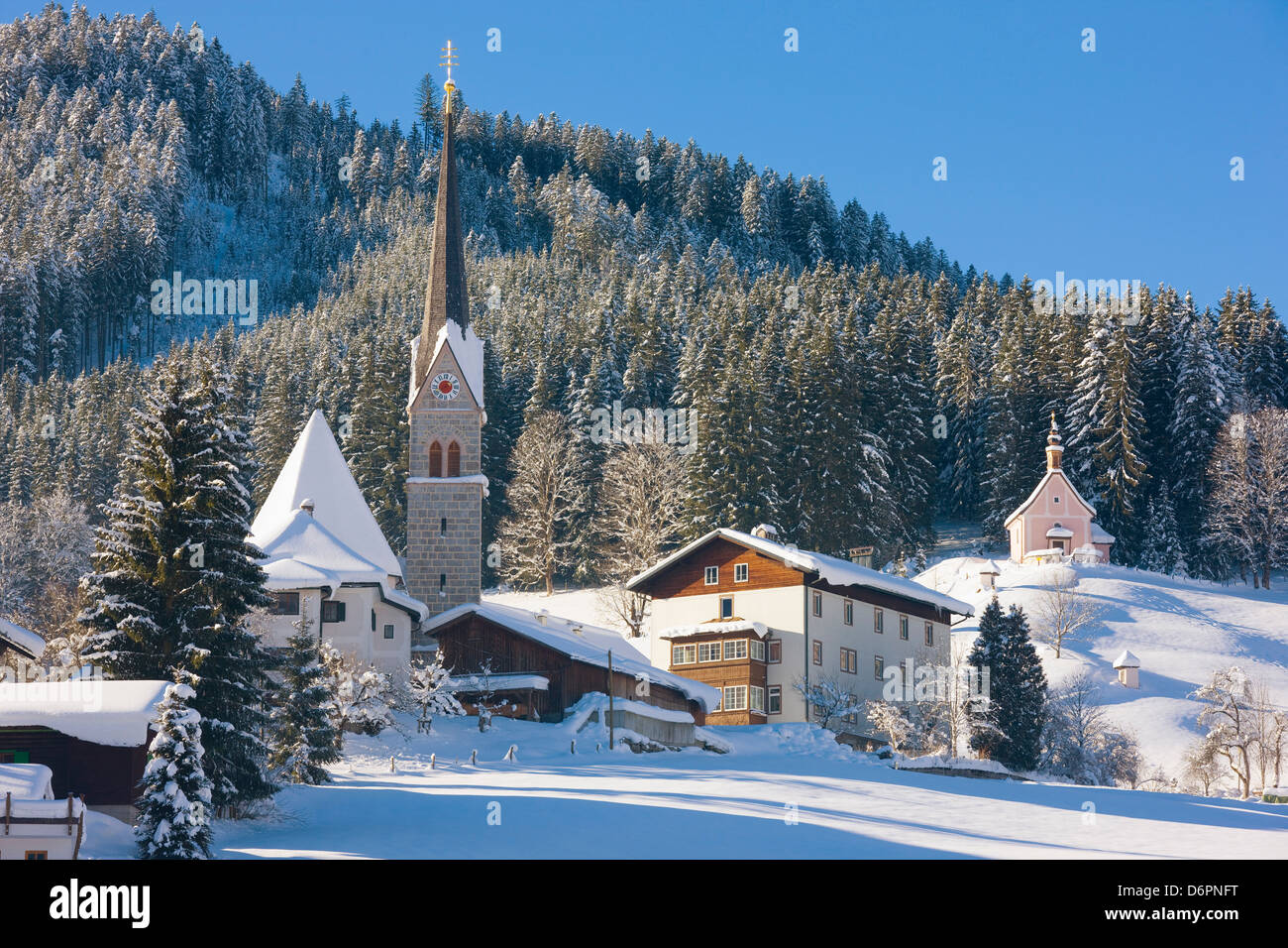 Gosau en hiver, Gosau, Salzkammergut, Autriche, Europe Banque D'Images