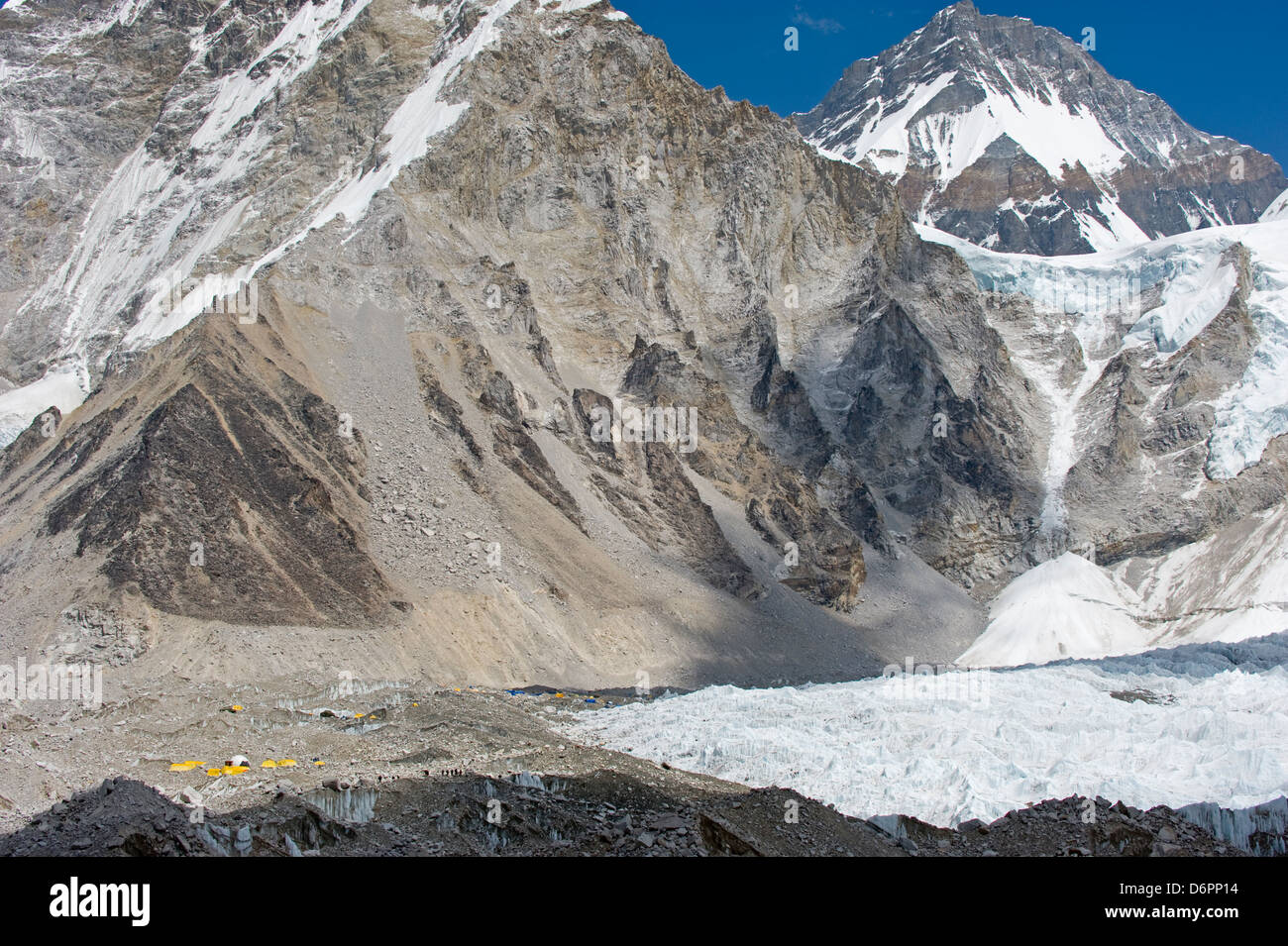 Camp de base de l'Everest, Everest Solu Khumbu, région du parc national de Sagarmatha, Himalaya, Népal, Asie Banque D'Images