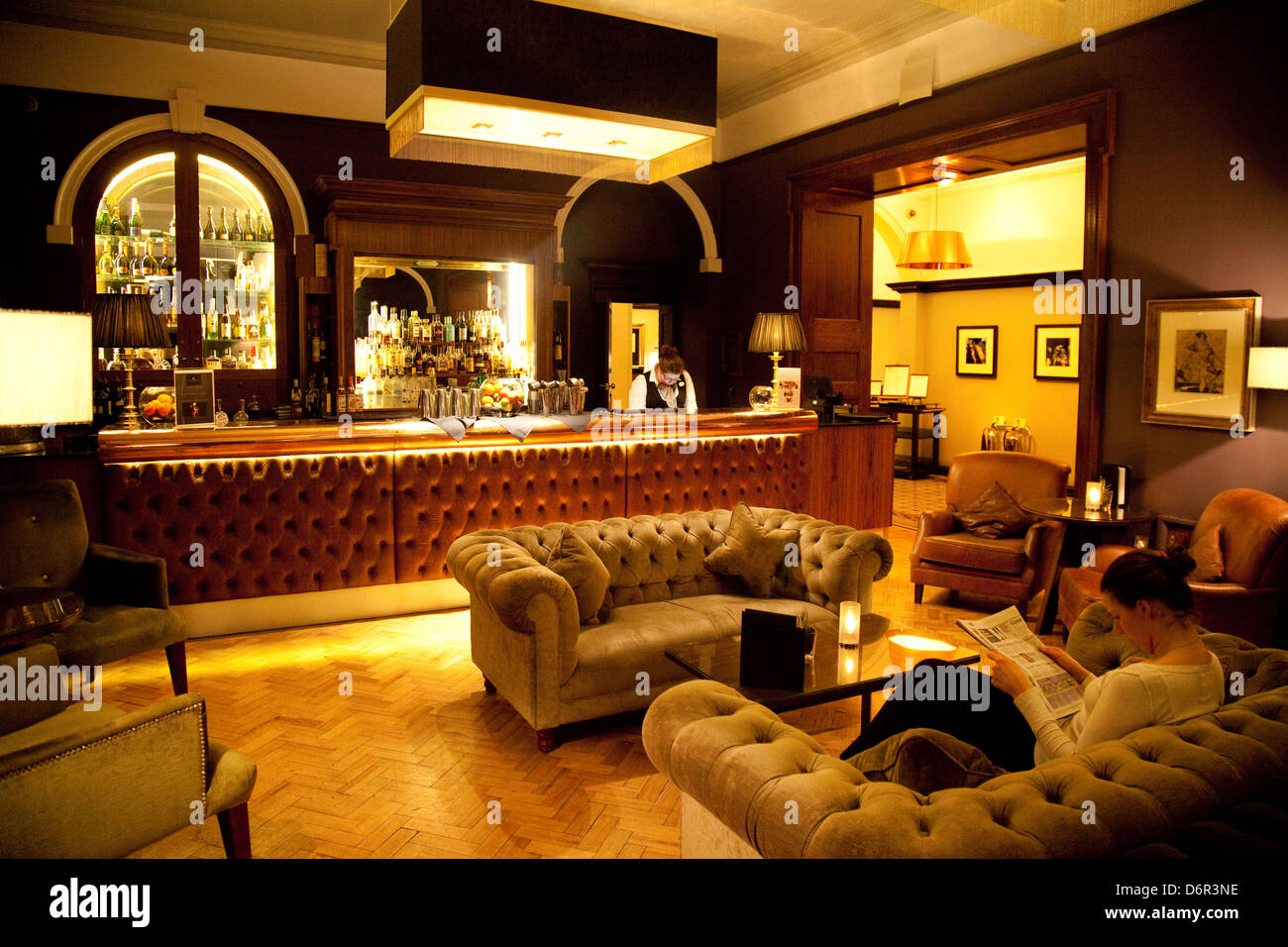 Le Whiskey Bar lounge, le 5 étoiles de luxe Grand Hotel, York, Yorkshire UK Banque D'Images