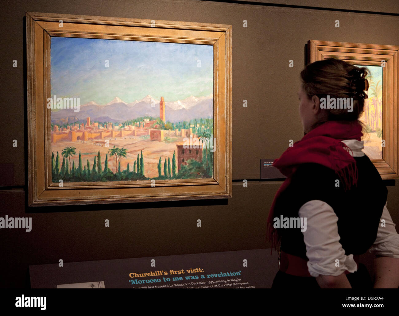 19/01/2012. Aperçu live de Londres, R.-U. Réunions exposition à Marrakech : la peinture de Hassan El Glaoui et Winston Churchill. Banque D'Images