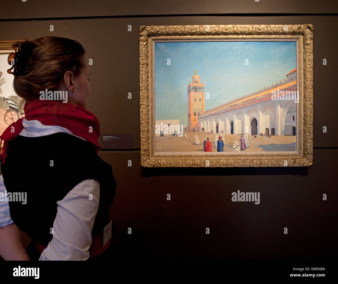19/01/2012. Aperçu live de Londres, R.-U. Réunions exposition à Marrakech : la peinture de Hassan El Glaoui et Winston Churchill. Banque D'Images