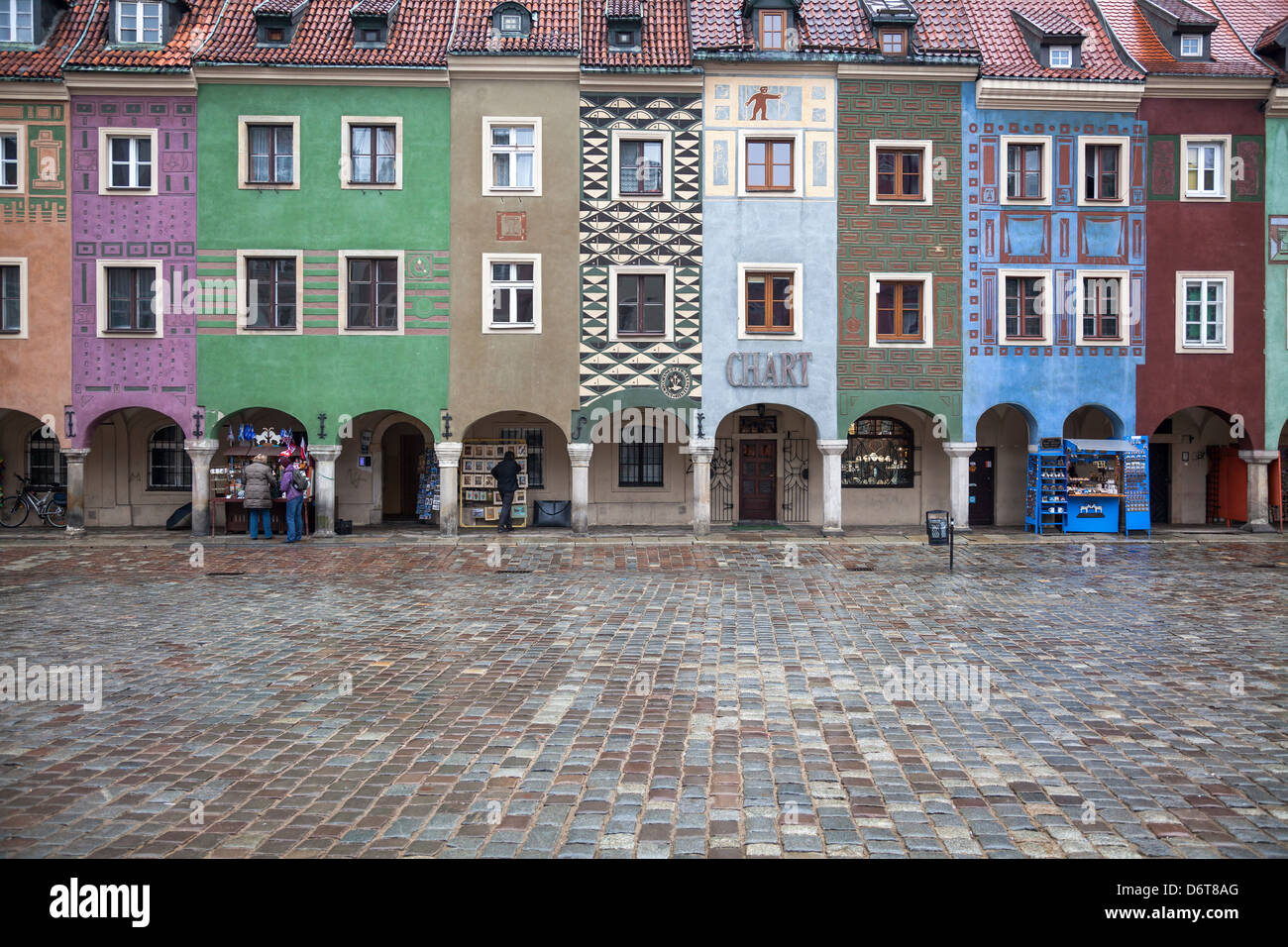 Cité médiévale du 16e siècle maisons de négociants, domki budnicze, place de la vieille ville, Stary Rynek, Poznan, Pologne Banque D'Images