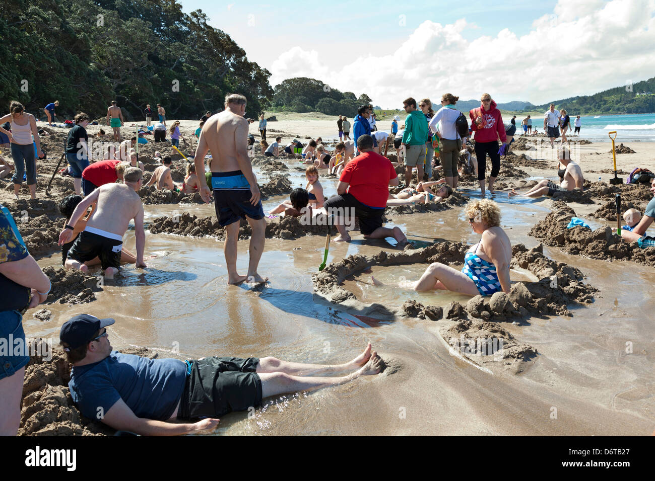 L'eau chaude,plage,Coromandel près de Hahei, île du Nord, Nouvelle-Zélande Banque D'Images