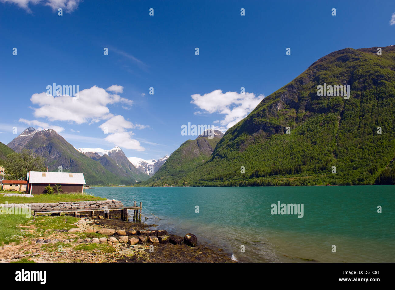 Fjaerland, Fjords Ouest, Norvège, Scandinavie, Europe Banque D'Images