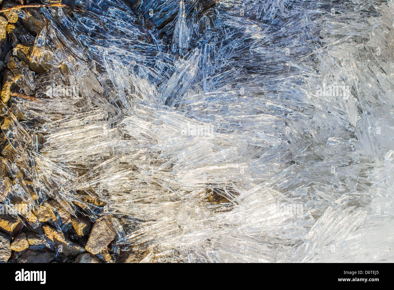 Formes abstraites de cristaux de glace . L'aiguille, comme les cristaux de glace dans le ressort Banque D'Images