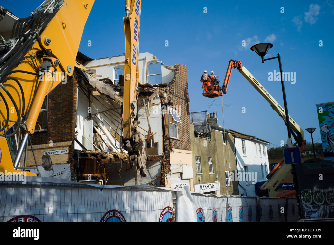 Démolition de bâtiment en cours, Brighton, UK Banque D'Images