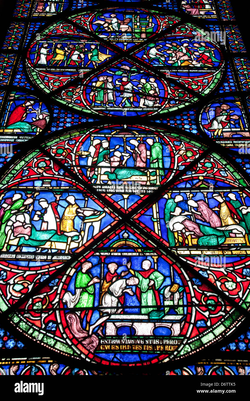 Le Becket Miracle Windows, la Cathédrale de Canterbury, Canterbury, Kent, Angleterre Banque D'Images