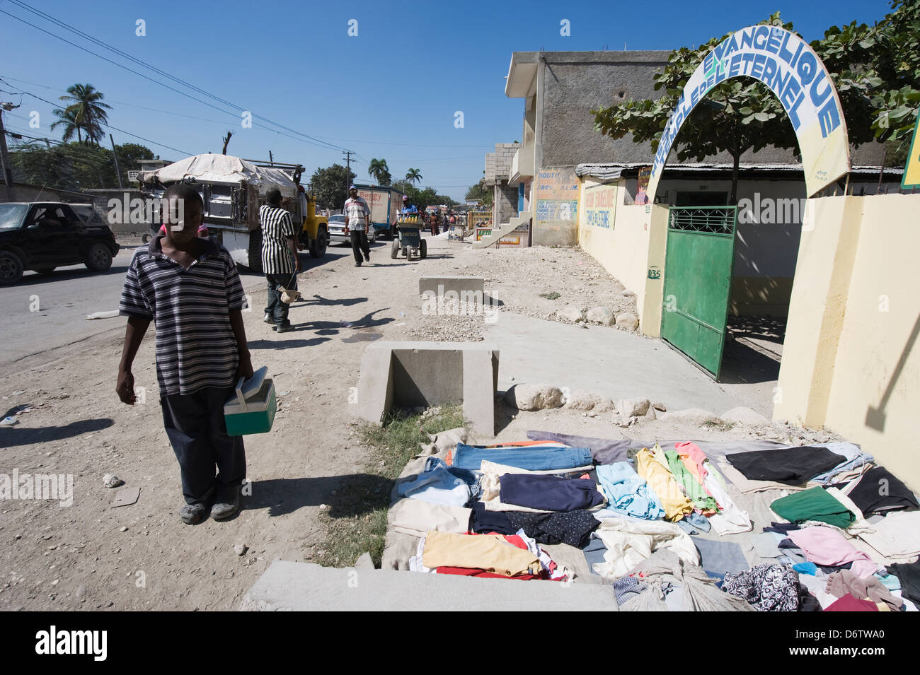 La rue du marché, Croix des Bouquets en Haïti, Caraïbes Banque D'Images