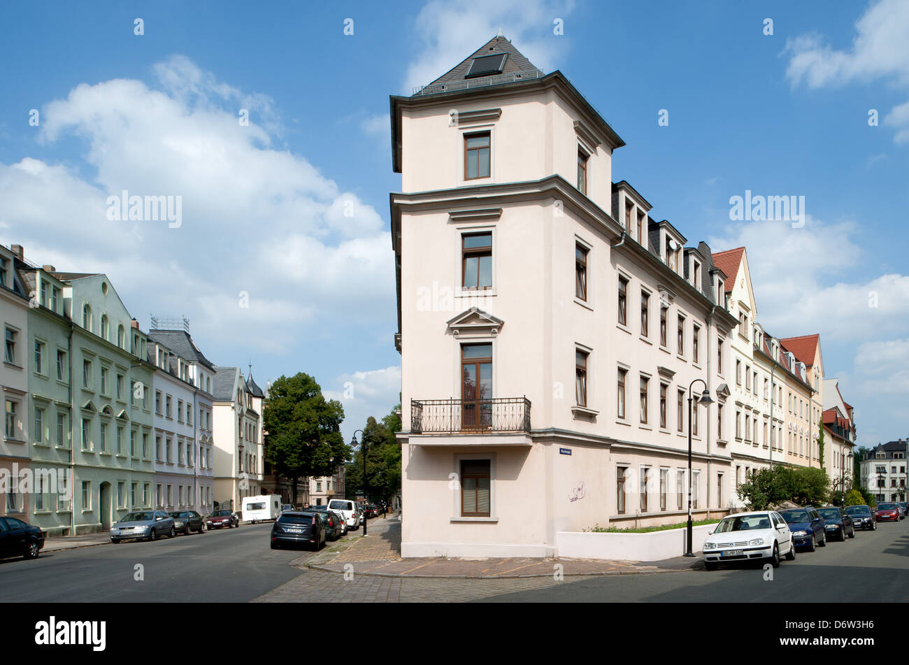 Dresde, Saxe, Gruenderzeit-bâtiments résidentiels à Dresden-Pieschen Banque D'Images