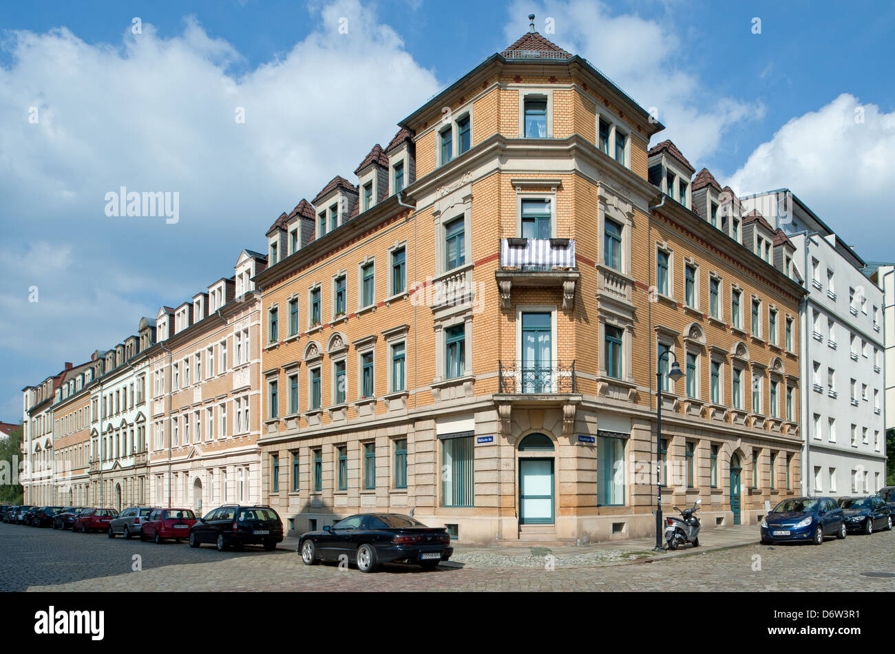 Dresde, Allemagne, Grruenderzeit-bâtiments résidentiels à Dresden-Pieschen Banque D'Images