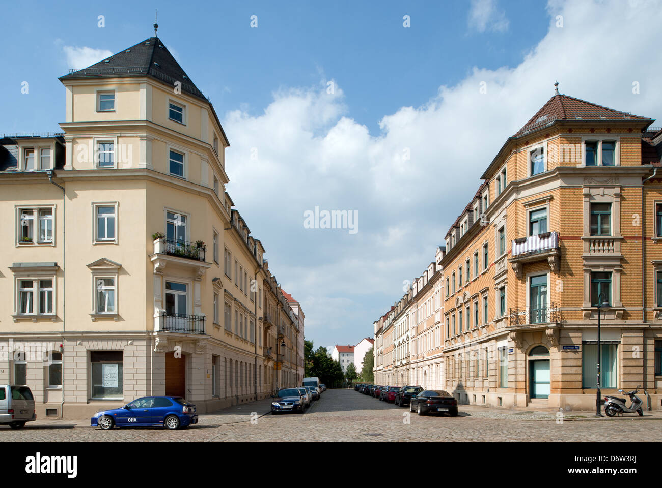 Dresde, Allemagne, Grruenderzeit-bâtiments résidentiels à Dresden-Pieschen Banque D'Images