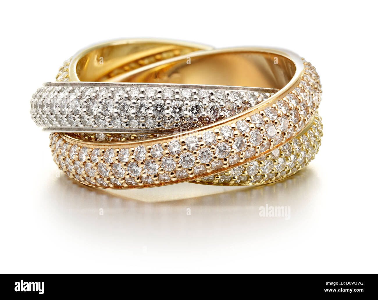 3 couleur or bagues à diamant mariage russe Photo Stock - Alamy