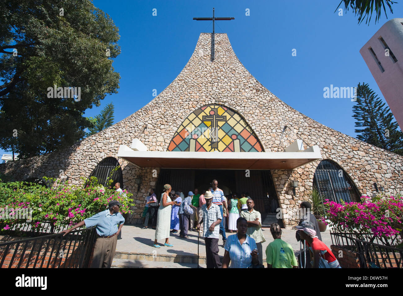 Dimanche, l'église de Port-au-Prince, Haïti, Caraïbes Banque D'Images