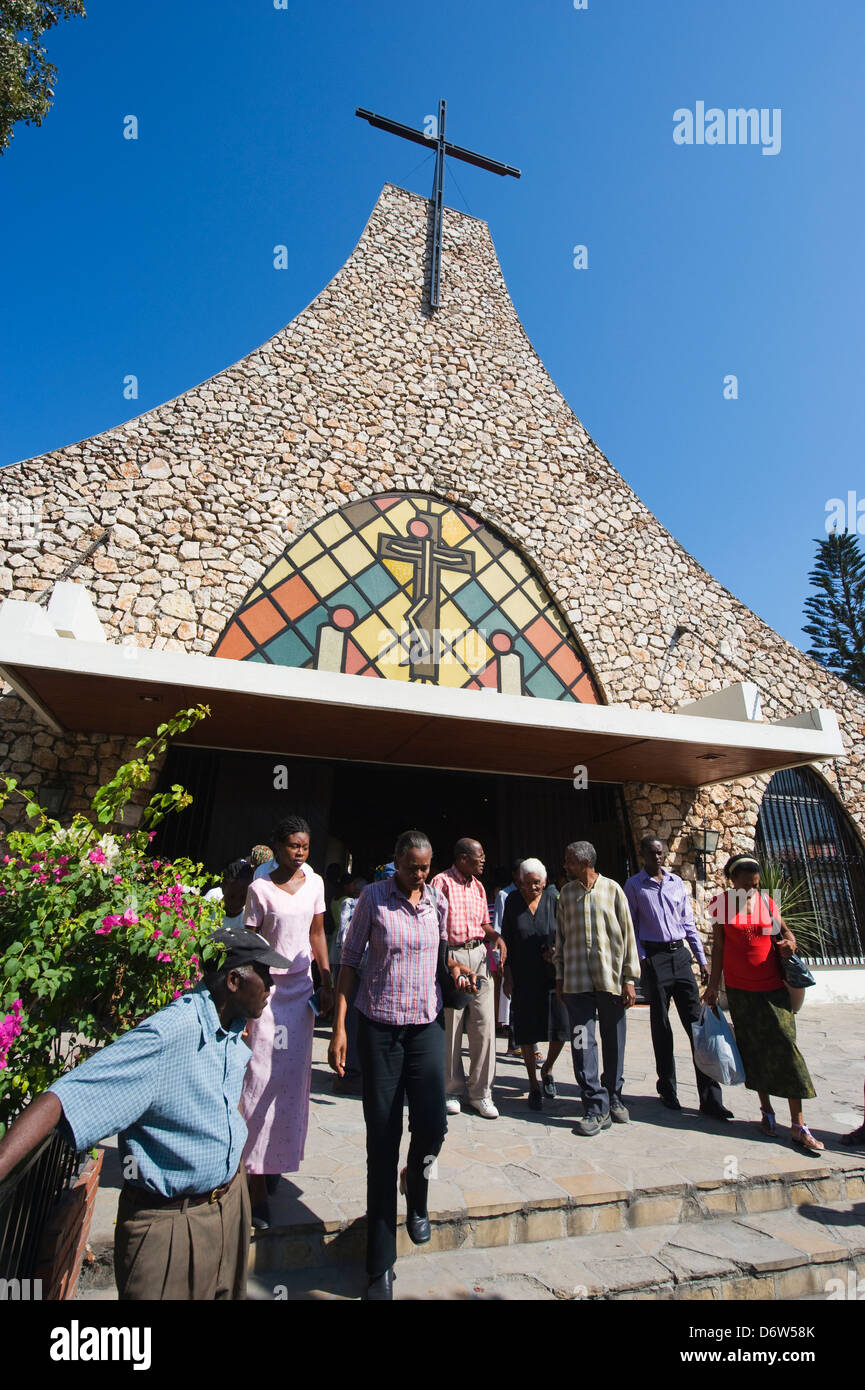 Dimanche, l'église de Port-au-Prince, Haïti, Caraïbes Banque D'Images