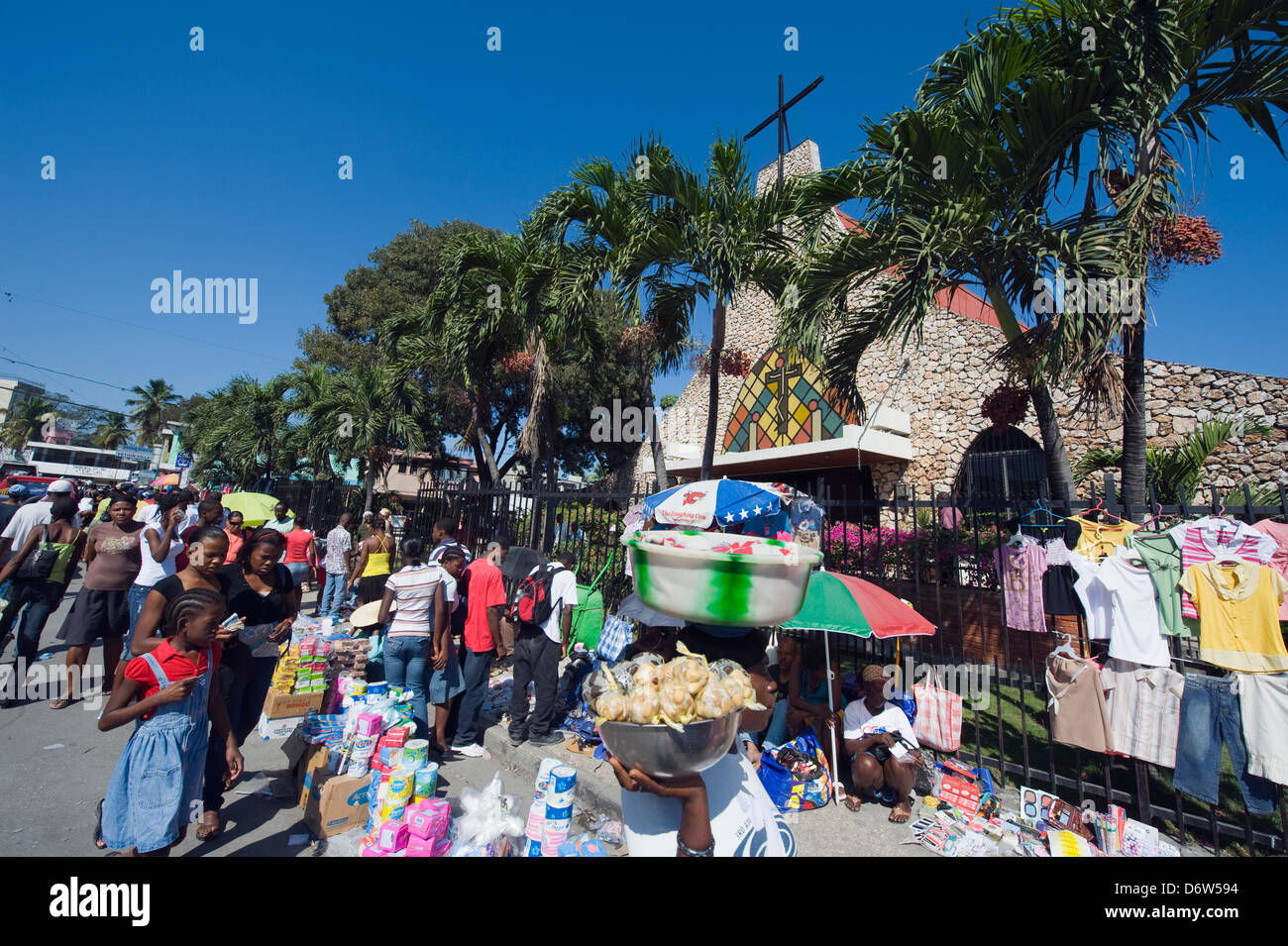 La rue du marché, Port-au-Prince, Haïti, Caraïbes Banque D'Images
