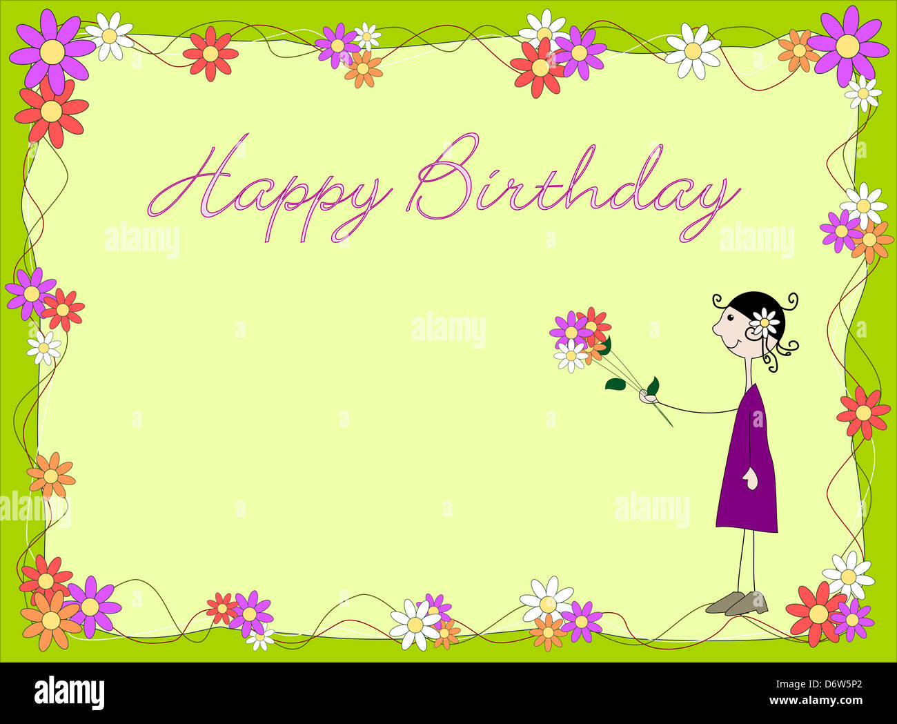 Joyeux Anniversaire Une Femme Donnant Des Fleurs Photo Stock Alamy