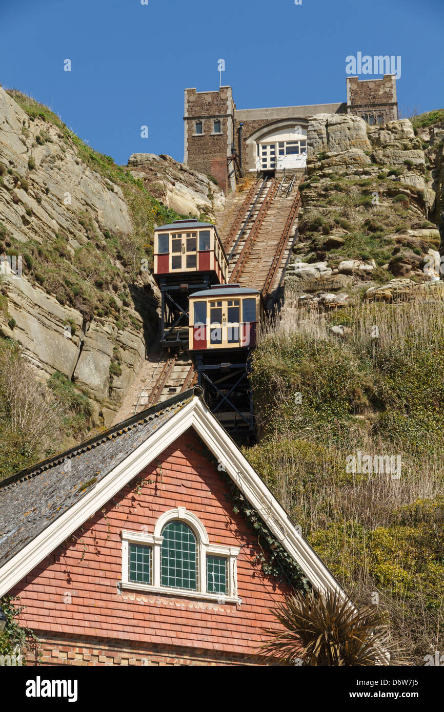 L'East Hill ascenseur funiculaire, Hastings, East Sussex, Angleterre Banque D'Images