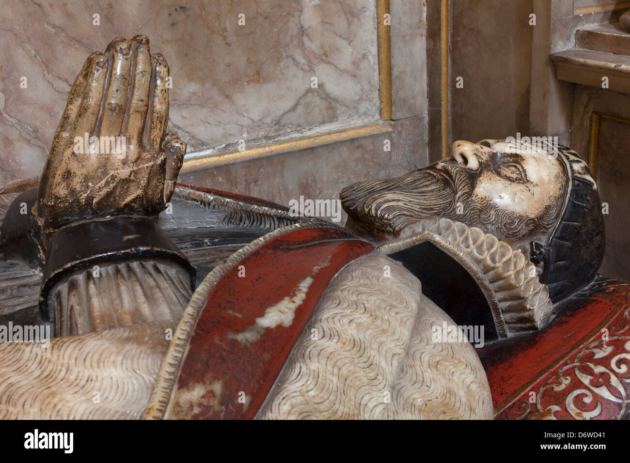 Effigie de John encore (c1543-1607/8), évêque de Bath et Wells, Wells Cathedral, Somerset, Angleterre Banque D'Images