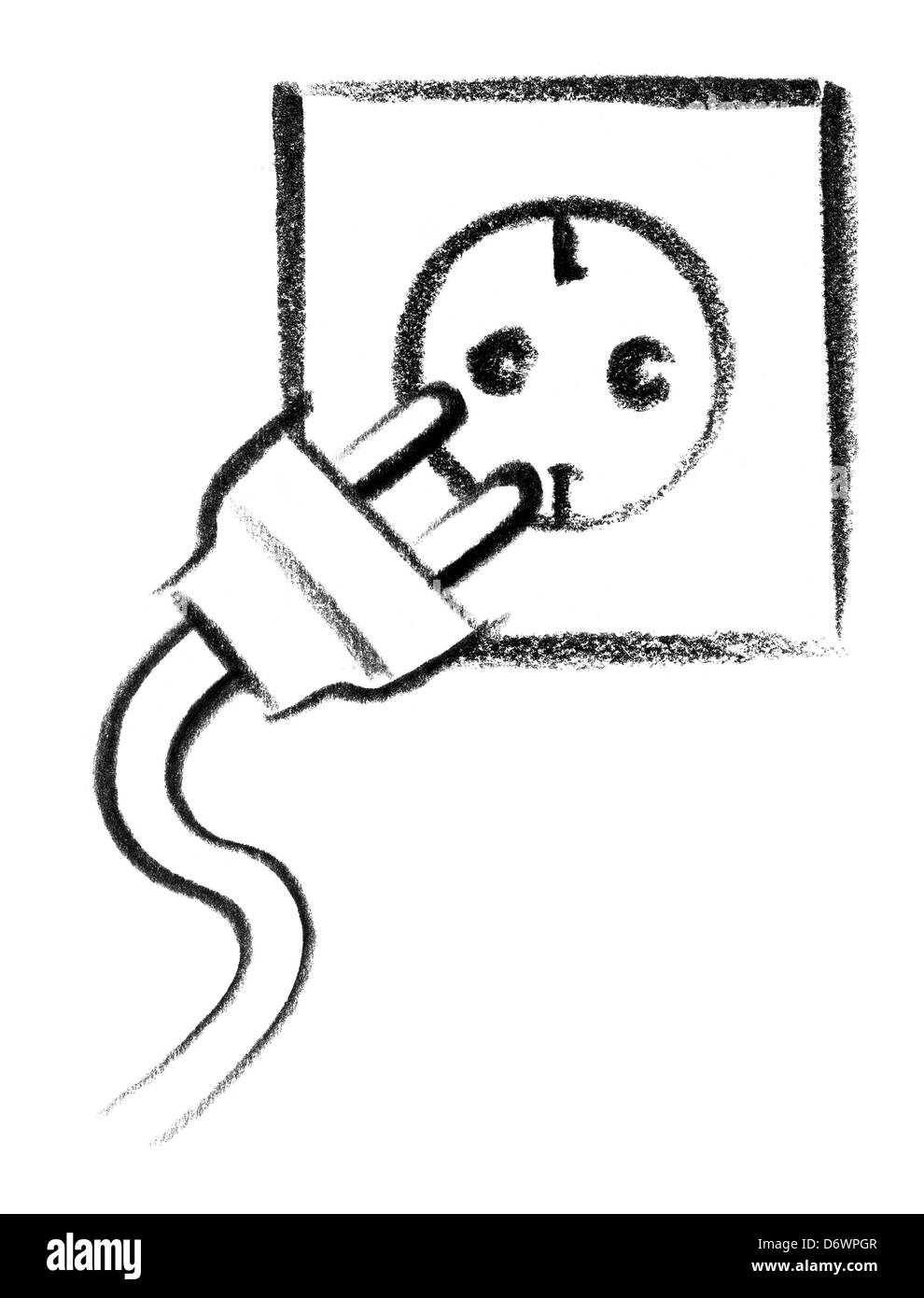 Crayon-croquis illustration d'une prise électrique et le bouchon Photo