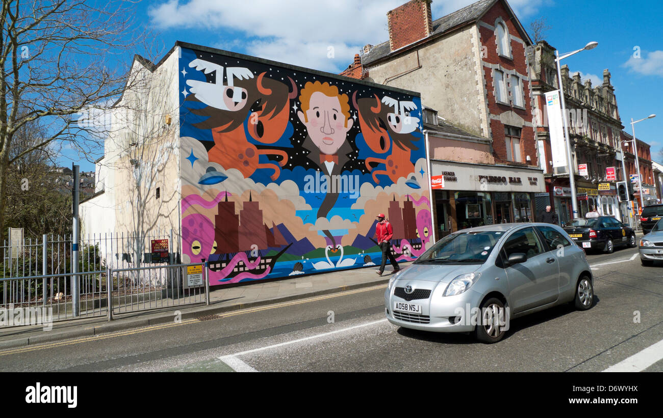 L'ensemble de la ville d'art mural à Swansea South Wales UK KATHY DEWITT Banque D'Images