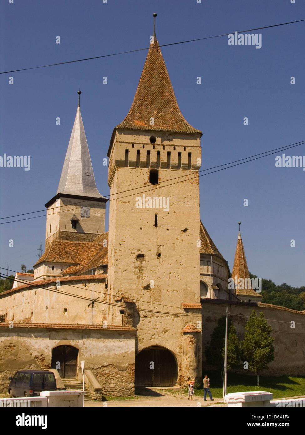 L'Europe, la Roumanie, la Transylvanie, mosna, église fortifiée Banque D'Images