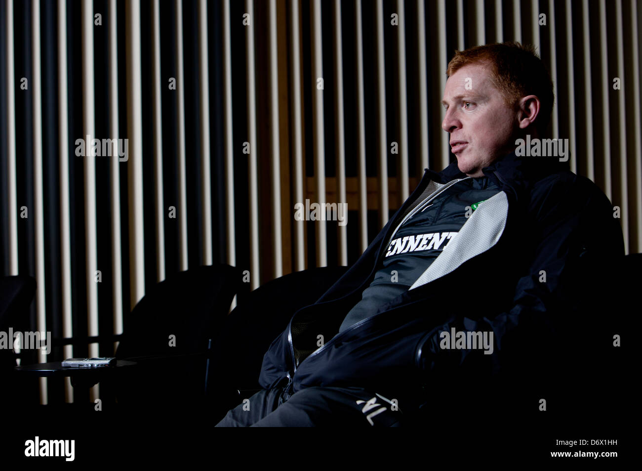 Portrait de Glasgow Celtic football manager Neil Lennon, prises au centre de formation du Celtic, Lennoxtown, près de Glasgow. Banque D'Images