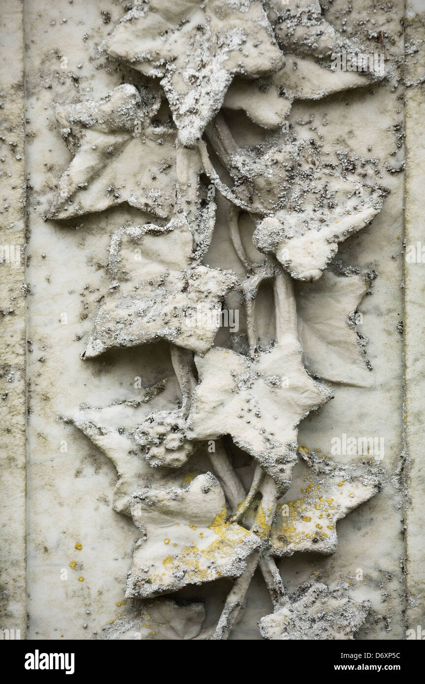 Sculpture de lierre sur pierre tombale Photo Stock - Alamy