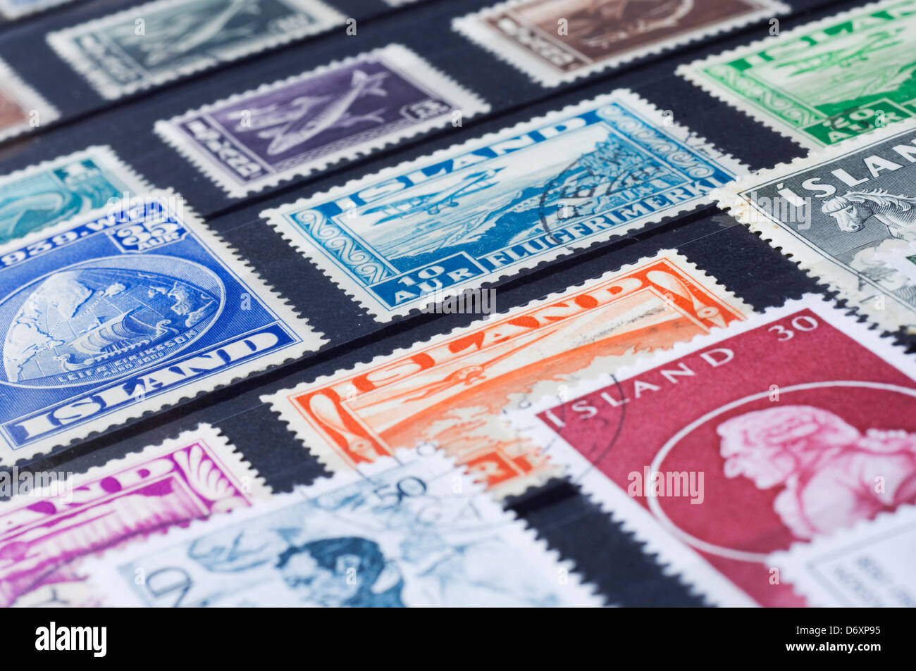 Collection de timbres islandais Banque D'Images
