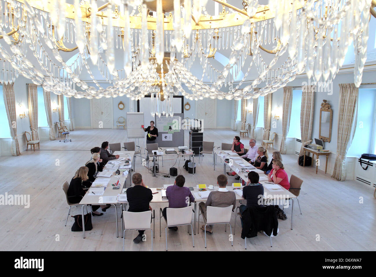 Ploen, Allemagne, la formation dans le Grand Hall de Fielmann Akademie Schloss Ploen Banque D'Images