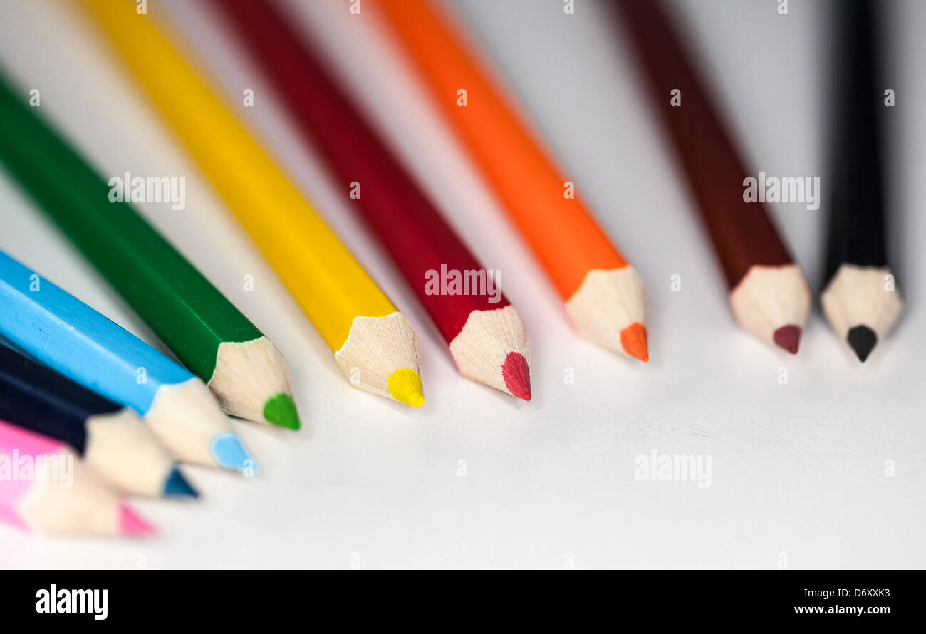 Conseils au crayon de couleur. Banque D'Images
