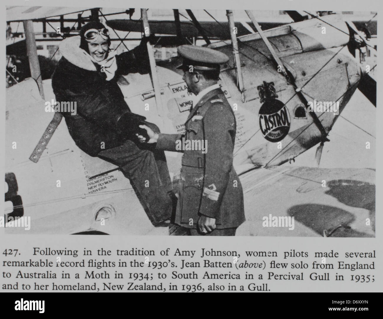 Jean Batten, aviateur pionnier néo-zélandais, est représenté sur cette photographie, connue pour ses vols en solo à travers le monde. Elle a apporté des contributions importantes à l'aviation et aux rôles des femmes dans l'histoire de l'aviation. Banque D'Images