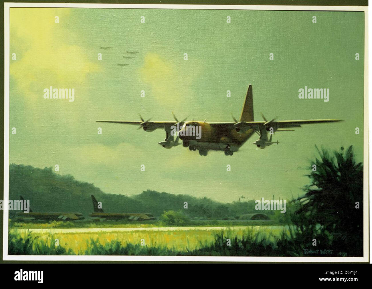 L'image montre un Lockheed C-130 Hercules et DC-130, des modèles conçus pour l'aviation militaire, y compris la surveillance et le lancement de drones. Le C-130, fabriqué par Lockheed, est un avion cargo militaire et de transport polyvalent, tandis que le DC-130 était principalement utilisé pour les opérations de drones. Cette image particulière remonte au 17 mai 1973 et met en lumière les développements technologiques de l’aviation militaire à cette époque. Banque D'Images