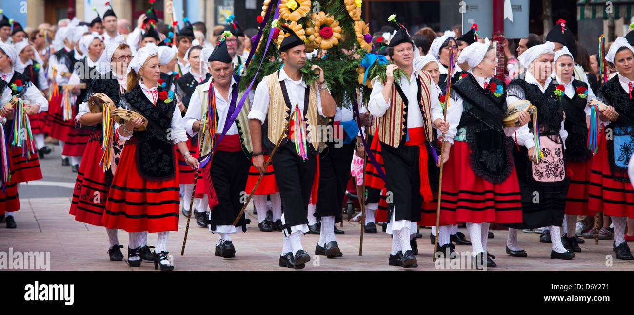Fiesta traditionnelle à Villaviciosa dans les Asturies, dans le Nord de l'Espagne Banque D'Images