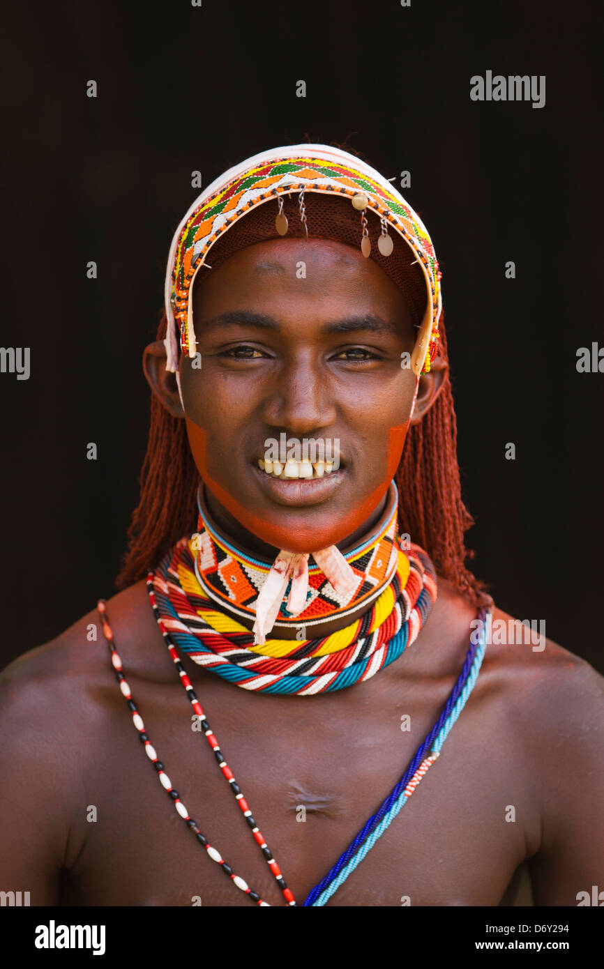Membre de la tribu Samburu, Kenya, Samburu Banque D'Images