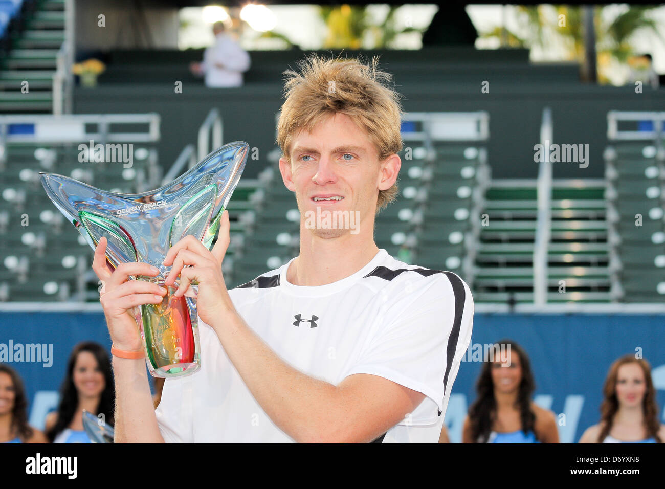 Kevin Anderson bat Marinko Bey à l'Delray Beach International Tennis Championships Delray Beach, Floride - Banque D'Images