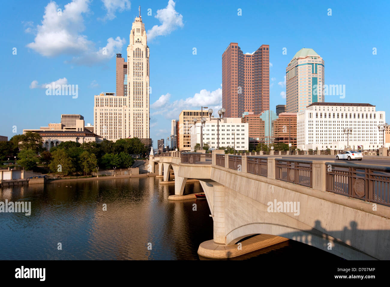 Columbus, Ohio Skyline de la National Road Bridge Banque D'Images