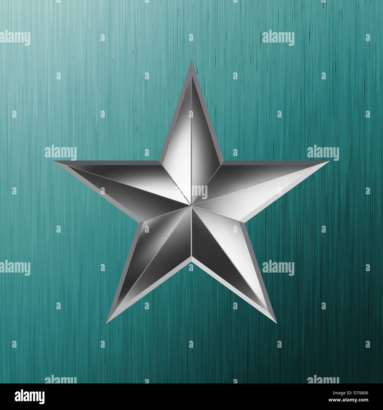 Illustration d'une étoile d'argent sur fond d'acier Banque D'Images