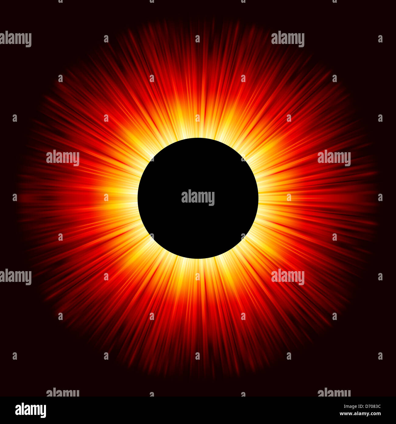 Eclipse rougeoyant sur un solide fond noir Banque D'Images