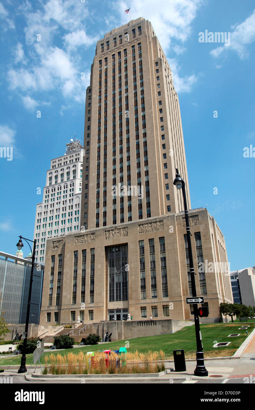 USA, Missouri, Kansas City, City Hall Building de 30 étages est tour art déco Banque D'Images
