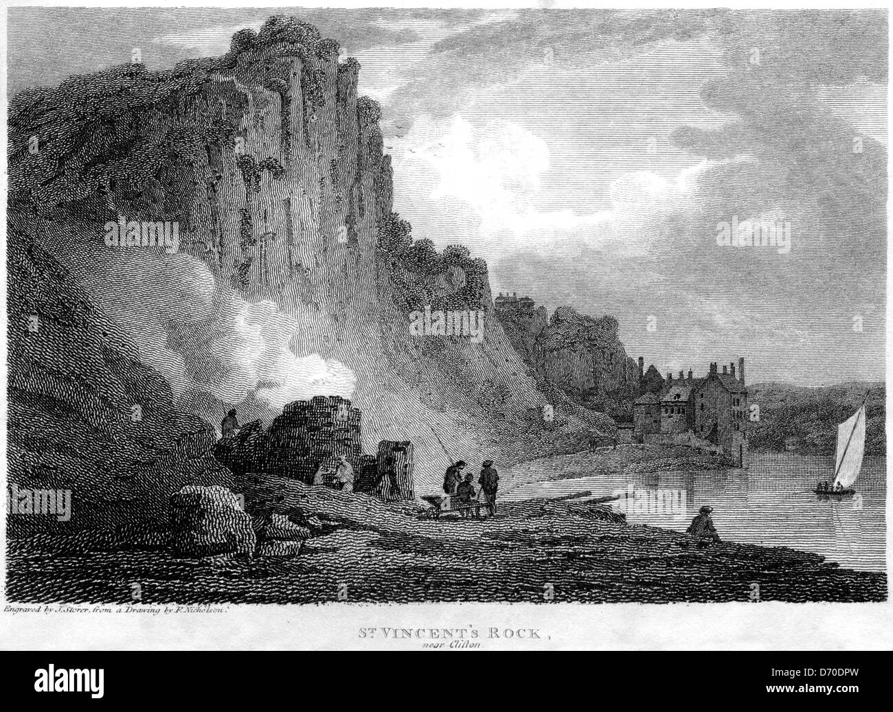Une gravure intitulée ' St Vincent's Rock, près de Clifton ' numérisées à haute résolution à partir d'un livre publié en 1803. Banque D'Images