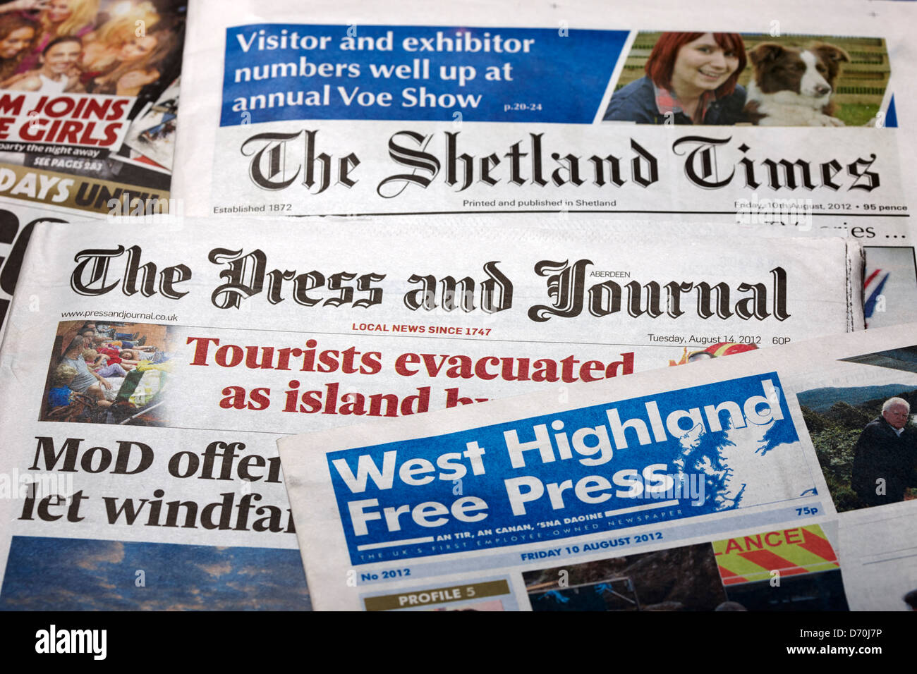 Les journaux locaux écossais Banque D'Images