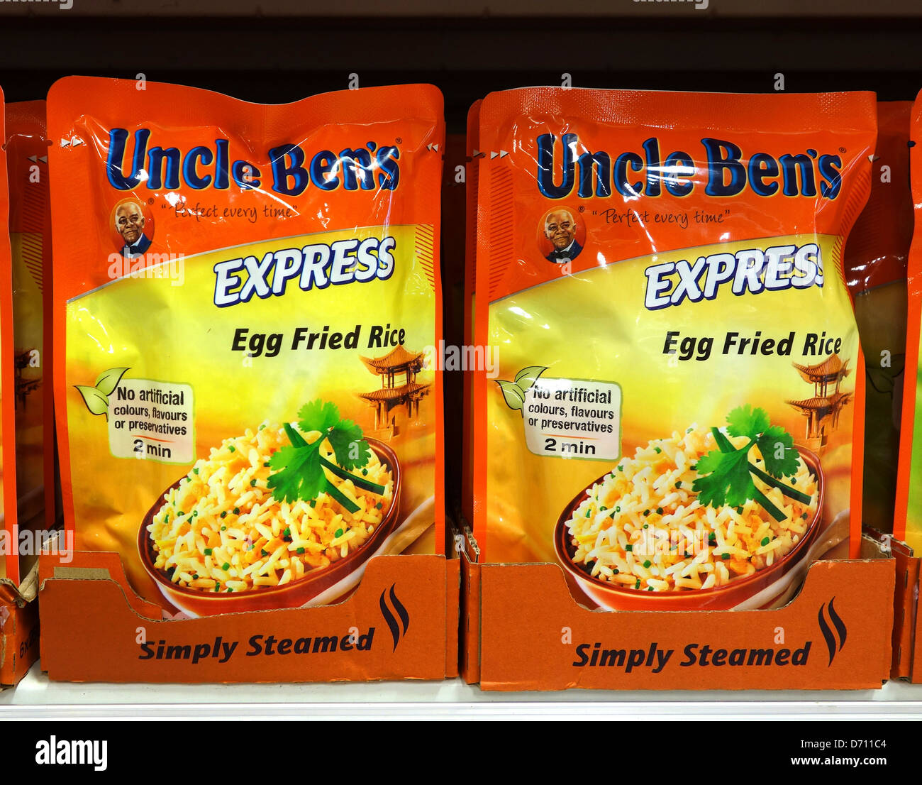 Des paquets de riz Uncle Bens Banque D'Images