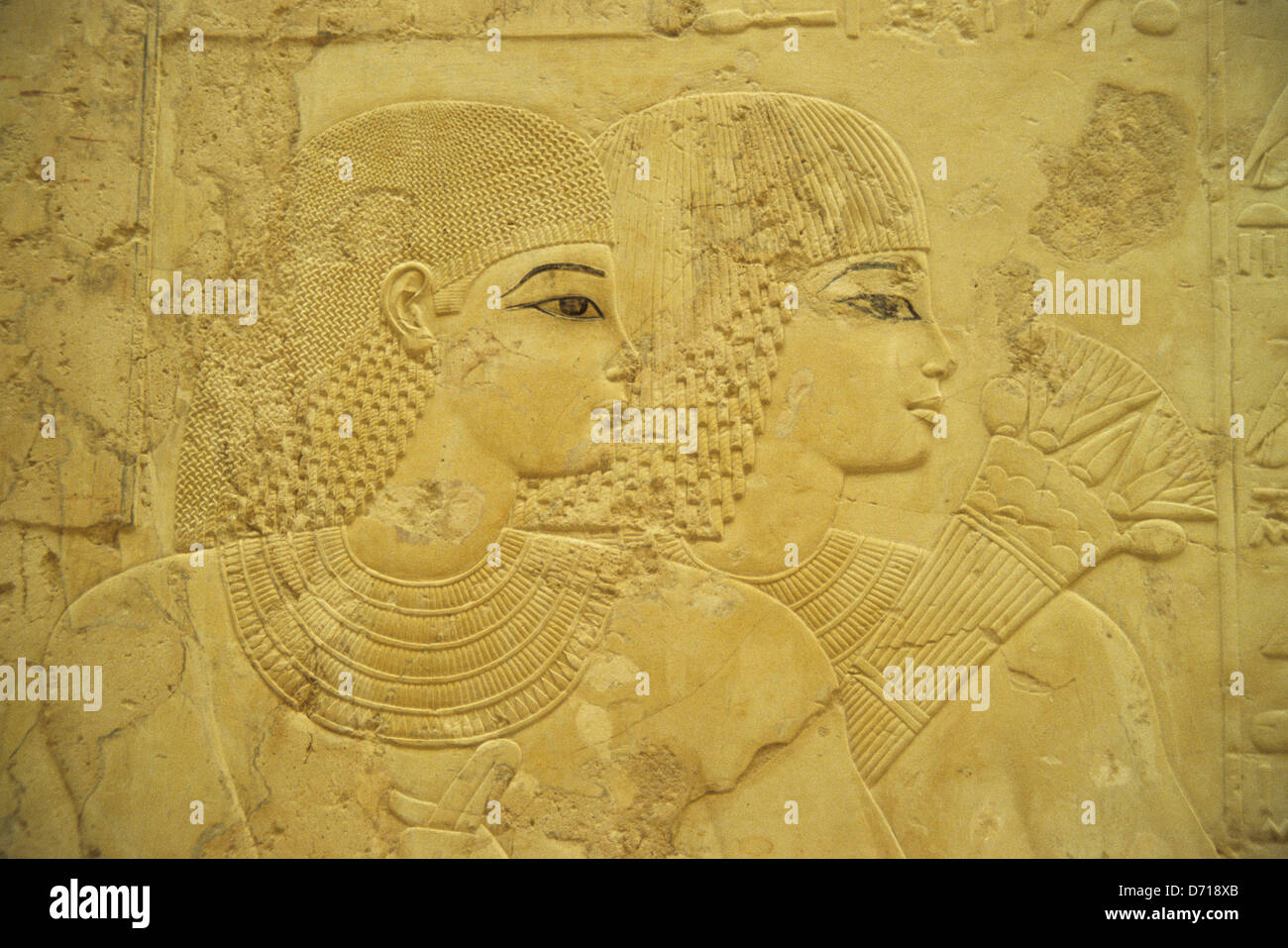 L'Égypte, près de Louxor, Gourna, hiéroglyphes antiques sur le tombeau du roi Ramsès Banque D'Images